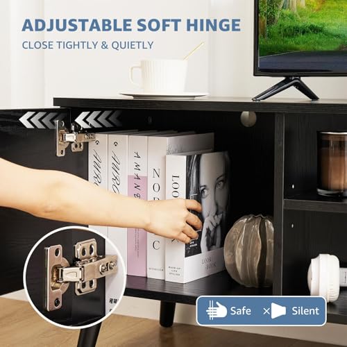 DUMOS TV Stand for 55 60 inch TV, Entertainment Center with Storage Cabinet, Mid Century Modern Media Console Table, Adjustable Hinge, Wooden Television Furniture for Living Room, Office DUMOS