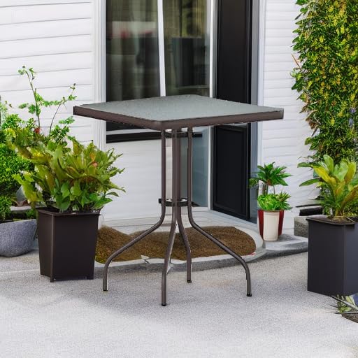 Flash Furniture Barker 23.5'' Square Tempered Glass Metal Table, Bronze Flash Furniture