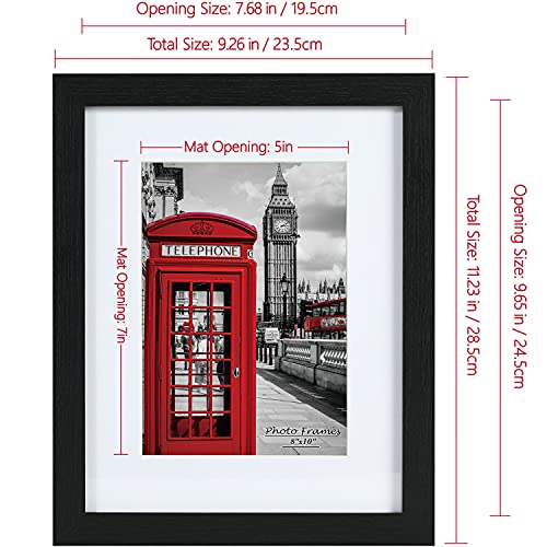 PEALSN 8x10 Picture Frame Set of 6, Display Picture 5x7 with Mat or 8x10 Without Mat, Black Woodgrain PEALSN