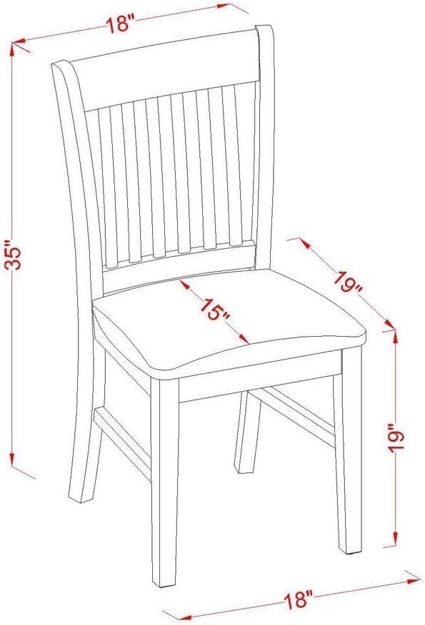 East West Furniture Norfolk Dining Room Slat Back Solid Wood Seat Chairs, Set of 2, Mahogany East West Furniture