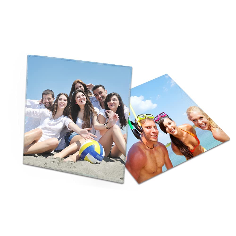 MR.R 2 piece 8'' Sublimation Blanks Glossy Glass Photo Frame,No Edge,Single Hole Picture Frame for Heat Transfer Printing MR.R