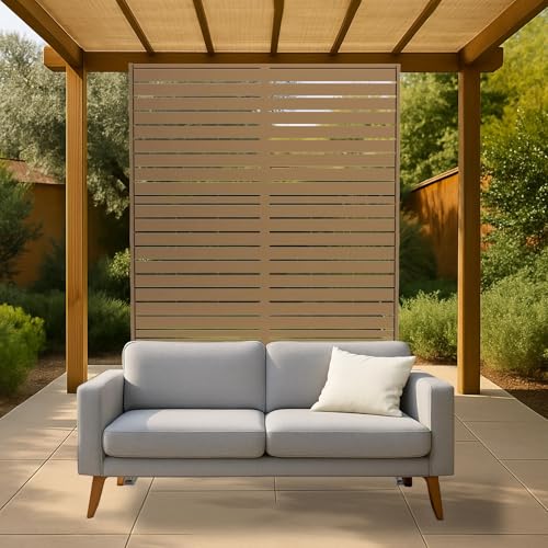 Metal Privacy Screen Outdoor, 72" h×47" w Balcony Patio Privacy Screen, Freestanding Privacy Fence, Decorative Panel, Patio Room Divider for Garden, Balcony, Deck Garvee