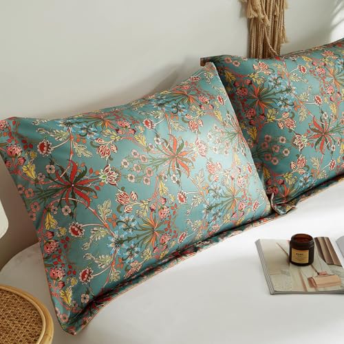 Ikawaapurry Comforter Set for Queen Size Bed Farmhouse Boho Bedding Sets Fluffy Lightweight Flowers Plants All Season 3 Pcs Comforter with 2 Pillow Shames Ikawaapurry