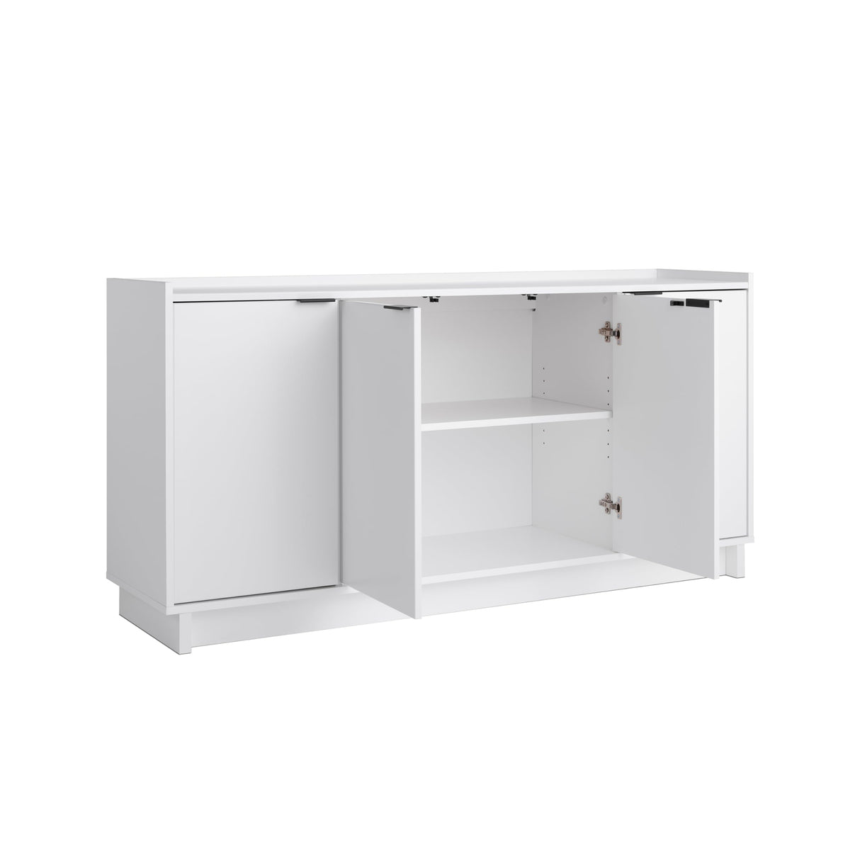 Prepac Simply Modern 4-Door Console Table with Versatile Storage in White Prepac