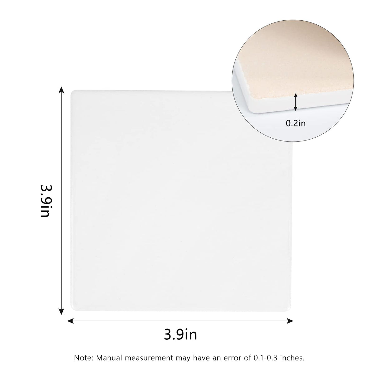 MAIKESUB Sublimation Blanks Drink Coasters Absorbent Coaster Sets of 6 Square Ceramic Drink Coaster for Tabletop Protection Suitable for DIY Crafts Painting Kinds of Cups Wooden Table Cool Home Decor MAIKESUB