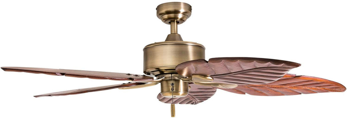 Honeywell Ceiling Fans Royal Palm, 52 Inch Tropical Indoor Ceiling Fan with No Light, Pull Chain, Three Mounting Options, Hand Carved Wooden Leaf Blades - 50502-01 (Bronze) Honeywell Ceiling Fans