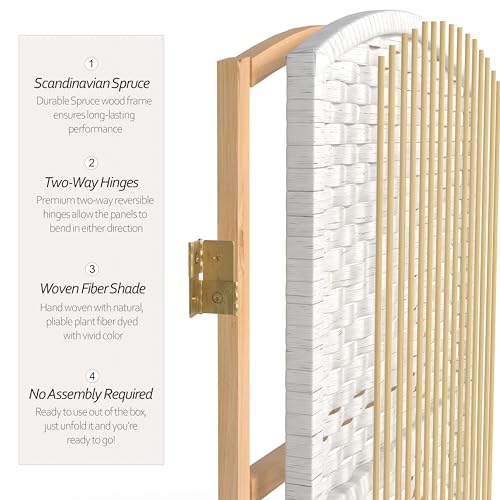 Red Lantern 7 ft. Tall Diamond Weave Room Divider - White - 3 Panels Red Lantern