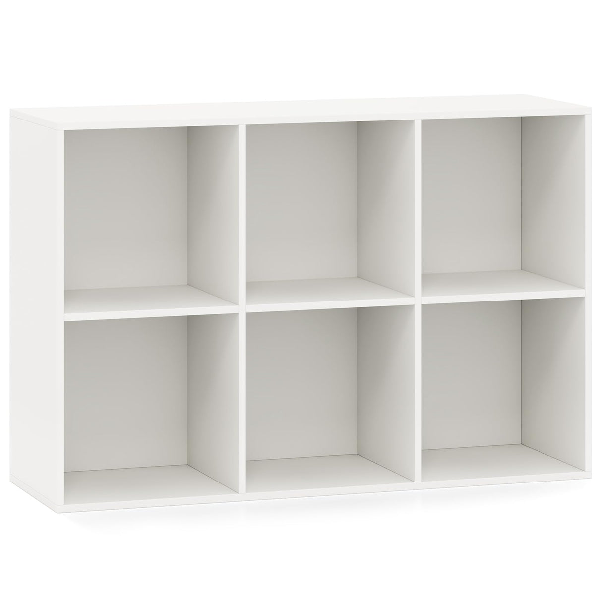 IFANNY 6 Cube Bookcase, Horizontal Bookshelf with 6 Open Cubes, Wood Bookshelves & Bookcases, Modern Display Shelf, Bookshelf for Bedroom, Living Room, Kids Rooms, Study (White, 6 Cubes) IFANNY