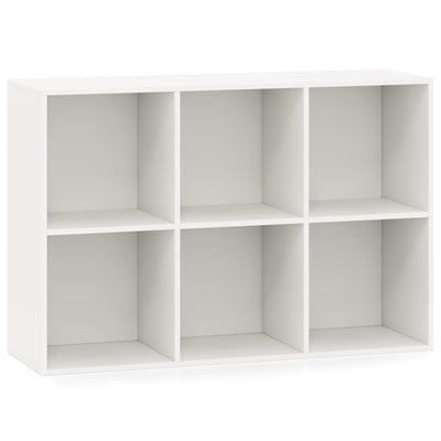 IFANNY 6 Cube Bookcase, Horizontal Bookshelf with 6 Open Cubes, Wood Bookshelves & Bookcases, Modern Display Shelf, Bookshelf for Bedroom, Living Room, Kids Rooms, Study (White, 6 Cubes)