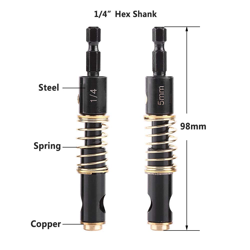 Watris Veiyi Self Centering Hinge Drill, Centering Bits, Hex Shank Center Drill Bit Set, Center Hole Bit, Door Window Cabinet Centering Drill Bits Hinge Opening Tool(5mm&1/4") Watris Veiyi
