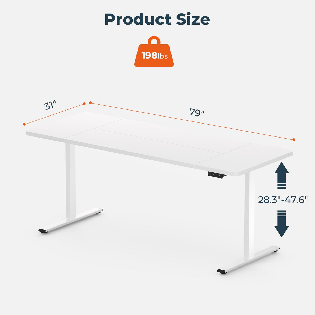 FitStand Dual Motor Standing Desk, Large Stand Up Desk, 79x31 Inches Electric Sit Stand Desk, 4 Memory Preset Adjustable Height Desk Home Office Desks(White) FitStand
