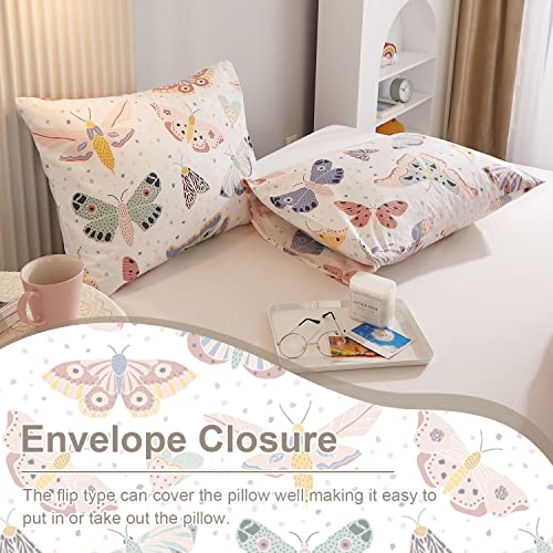 Ivellow Twin Duvet Cover Kids 100% Cotton Butterfly White for Cute Bedding Set 3Pcs Ultra Soft Breathable Patterned Cartoon Comforter Boys Girls Toddler Teen Ivellow