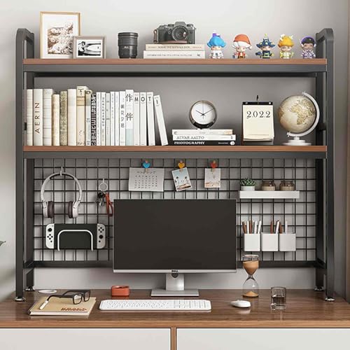 JXCAA Ladder Bookcase for Computer Desk, Dorm Room Desk Hutch, MDF + Steel Frame Material, Desktop Storage Rack, DIY Storage, L55/ 75/95 Cm JXCAA