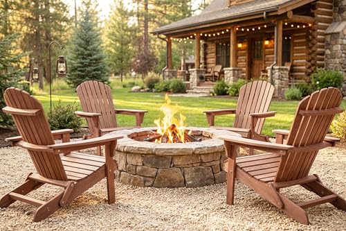Wooden Folding Adirondack Chair Set of 2, Half Pre-Assembled Wood Lounge Chair for Outdoor Patio Garden Lawn Backyard Deck Pool Beach Firepit