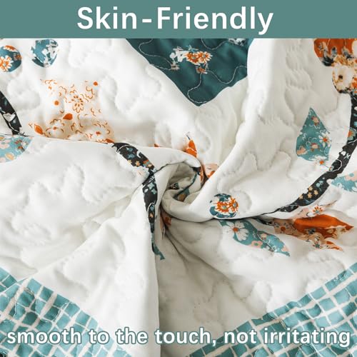 BEDIFANY Cotton King Size Quilt Sets, Lightweight King Quilt Bedding Set (98 x 106 inch) Garden Style Floral Bedspread King Size Coverlet Set for Bed Decorations - All Seasons, 3 Pieces BEDIFANY