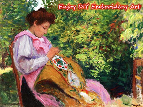 Abillyn Embroidery Starter Kit Pink Rose Stamped with Printed Pattern Cross Stitch Embroidery Kits (Flower 3)