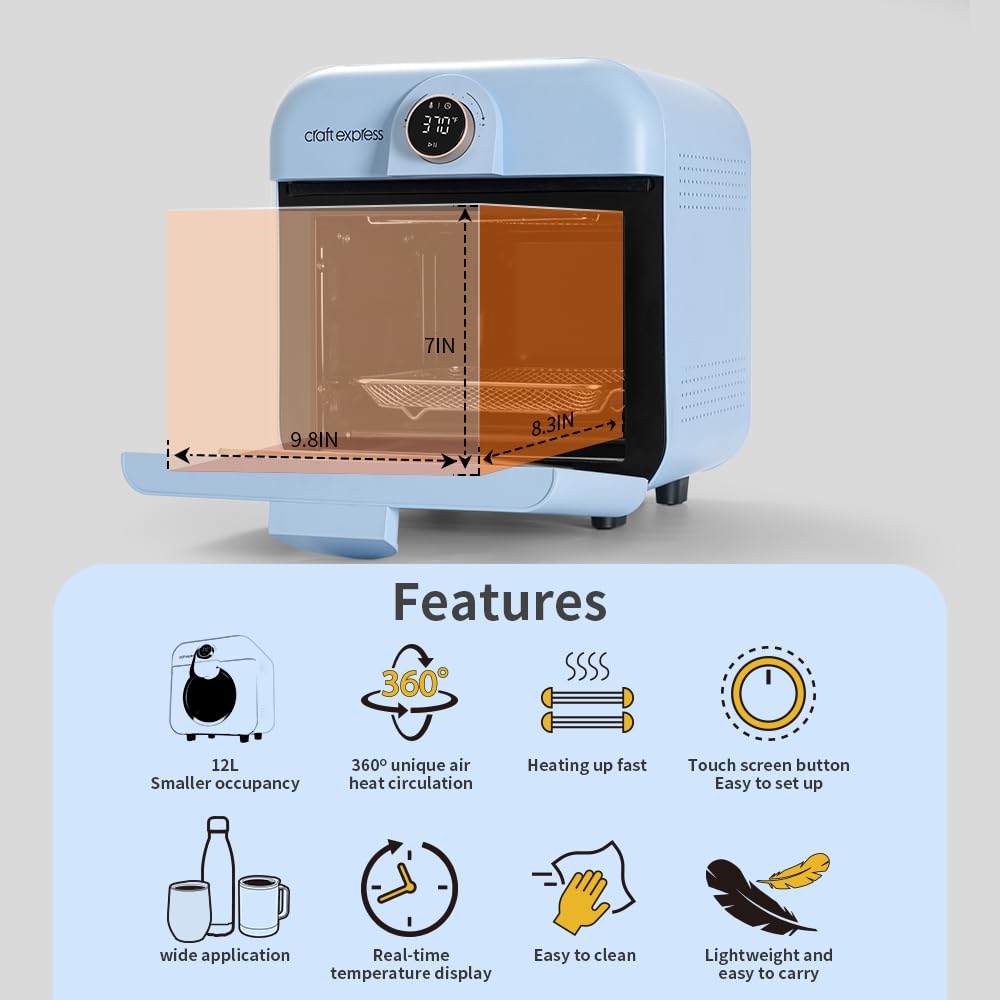 Craft Express 12L Sublimation Oven Machine for Sublimation Blanks,Light Blue Tumbler Heat Press Machine for Sublimation Tumblers,Convection Oven for Sublimation Mugs Cups Craft Express