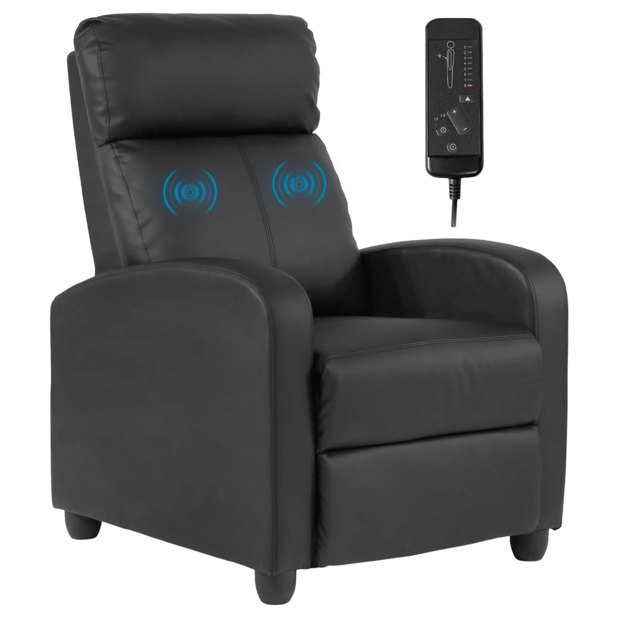 Ruesleag Massage Reclining for Adults Massage Recliner Chair for Living Room Recliner Sofa Winback Single Sofa Home Theater Seating w/Footrest Backrest Breathable Padded Reclining Easy Lounge,Black Ruesleag
