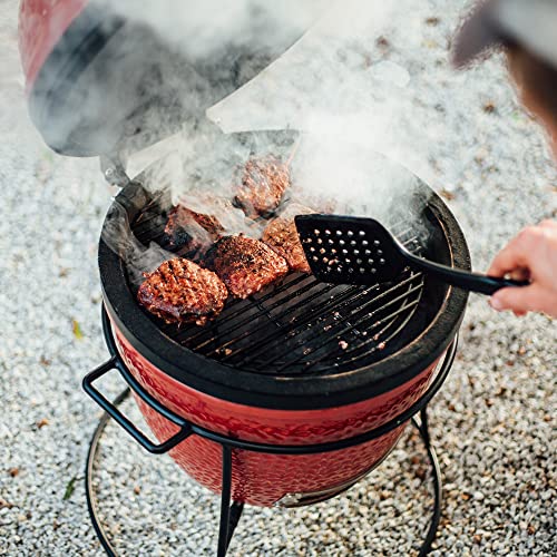 Kamado Joe Joe Jr 13.5-inch Portable Ceramic Charcoal Grill with Grill Stand, Stainless Steel Cooking Grate, Heat Deflectors and Ash Tool in Red, Model KJ13RH Kamado Joe