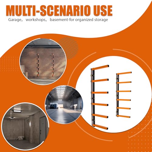 KUAFU Lumber Storage Rack Board Basement Storage Wall Mounted Rack Max 600 lb Steel with 6-Level Wall Mount, Indoor & Outdoor 1 Pack KUAFU