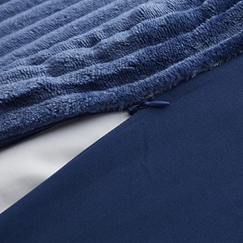 Nestl Premium Flannel Duvet Cover Set - 2 PC Reversible Twin Comforter Cover Set with Microfiber Back - 1 Velvet Duvet Cover Twin with Zipper Closure & 1 Pillow Sham 68 x 90 inches – Navy Blue Nestl