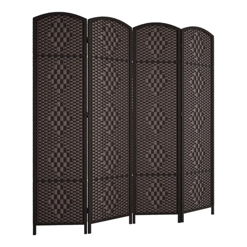 Rose Home Fashion 6 ft Tall Room Divider, Room Dividers and Folding Privacy Screens, 15.7in Privacy Screen 4 Panel Partition Temporary Wall Separation for Private, Dark Coffee Rose Home Fashion