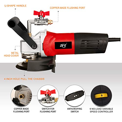 ZFE 800W/110V Variable Speed 4'' Wet Polisher / Grinder & Granite Diamond Polishing Pads Concrete Polisher Stone Polisher for Granite/Marble/Concrete/Stones ZFE