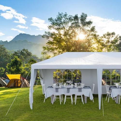 Devoko 10'x30' Heavy Duty White Party Tent - Waterproof Outdoor Wedding Canopy for Backyard, Patio & Events Devoko