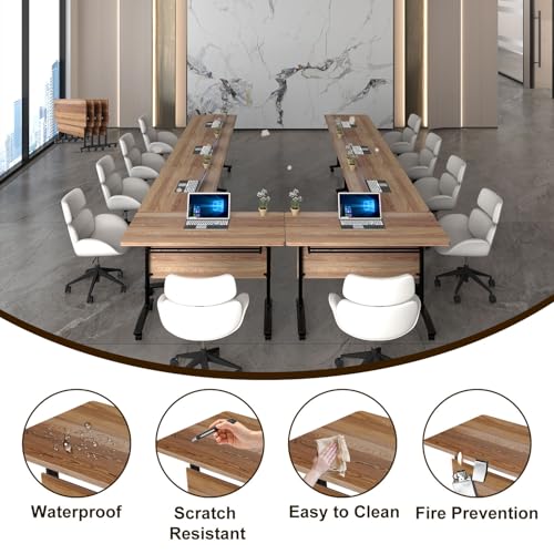 Rectangle Conference Table,Modular Conference Room Tables with Flip Top,Mobile Table with Four Flexible Wheels,Modern Meeting Seminar Tables,Folding Meeting Training Room Table (6Pack, 1619B, 70.8in) ATagope