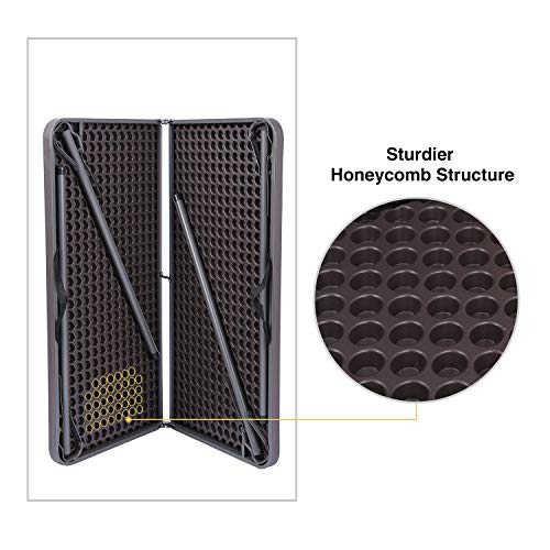 REDCAMP 34" Square Folding Card Table with Resin Top, Portable Fold in Half Small Card Tables with Collapsible Legs for Adults Indoor Outdoor Use, Brown REDCAMP