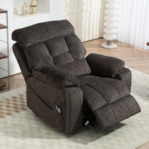 FuPatio 4 Motor Power Lift Recliner Chair for Elderly, 400LBS Big Man Oversized Lay Flat Recliner with Massage Heat, Zero Gravity Electric Lift Chair, Adjustable Headrest, Cup Holders,Dark Grey