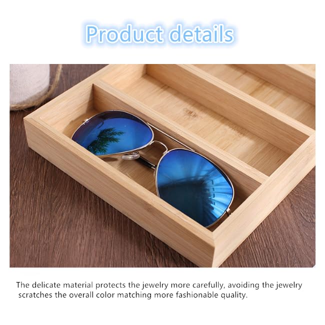 TANG SONG 1 Pack Bamboo 4-Slot Sunglass Display Tray Eyewear Storage Case for Home or Office TANG SONG
