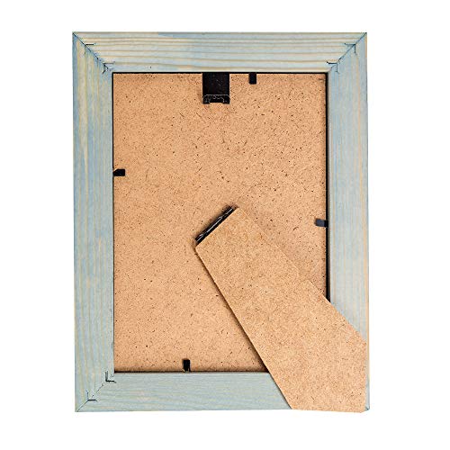 Rustic Wooden Picture Frame 4x6 Inch - Set of 2-100% Natural Farmhouse Distressed Wood with Real Glass - Made for Wall Hanging and Tabletop Display - Blue Turquoise Wood Side Company
