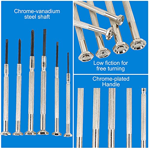 6 PCS Precision Screwdriver Sets, Eyeglass Repair Kit Screwdriver, Mini Screwdriver Set, Flat Head and Philips Head Screwdriver Sets, With 6 Different Sizes, Suitable For Watch, Electronic Repairs Lonisiv
