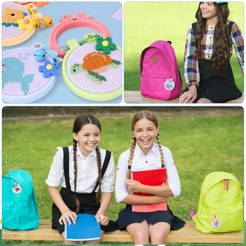 Caydo 6 Pieces Sea Animal Cross Stitch Kit for Kids with Stamped Aida Cloth, Embroidery Hoops, Keychains, Embroidery Tools and Instructions for Beginners DIY Craft Ornament