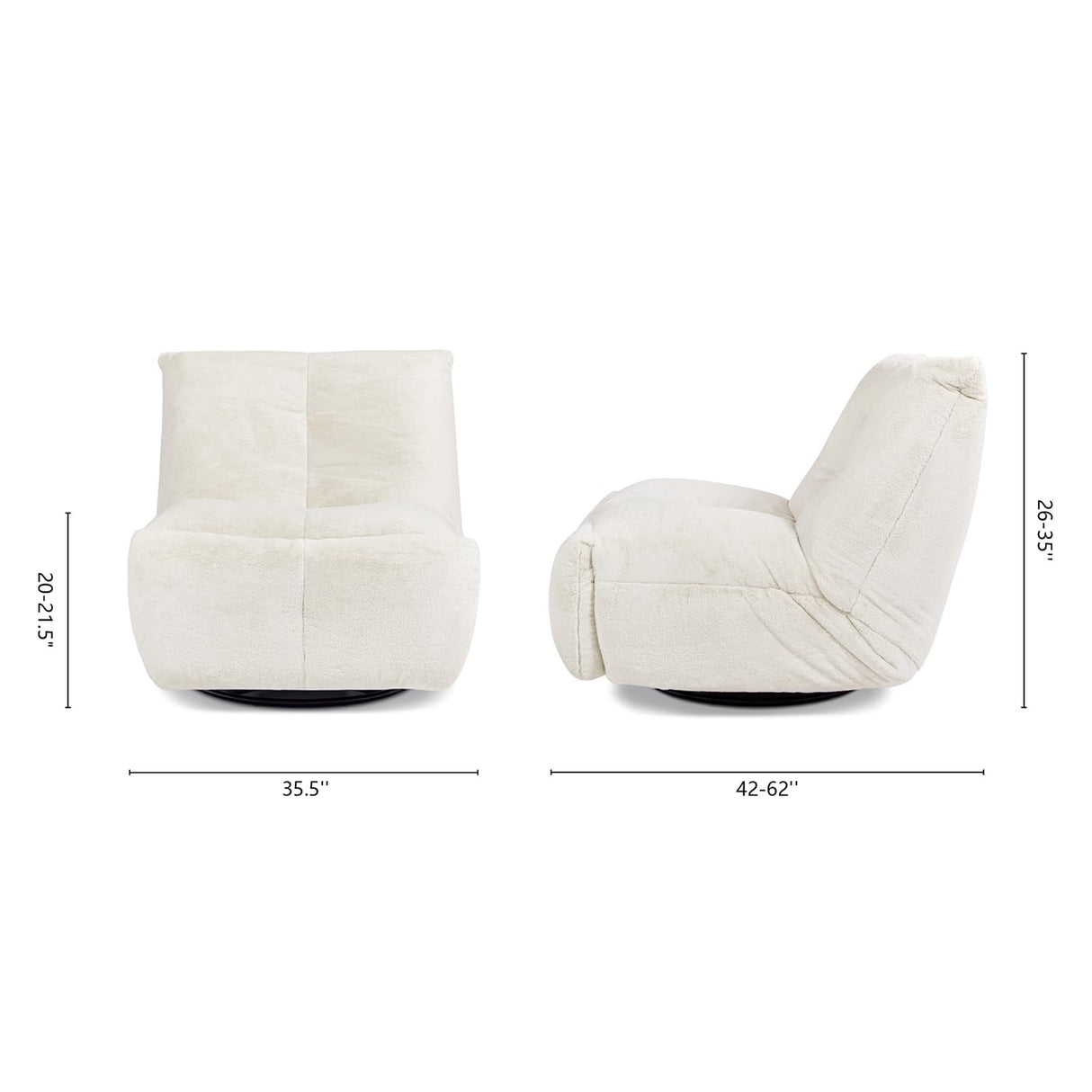 Jennifer Taylor Home Rearden 35.5" Swivel Glider Manual Recliner Armless Large Oversized Lounge Gaming Chair, Pearl White Short Faux Fur Jennifer Taylor Home