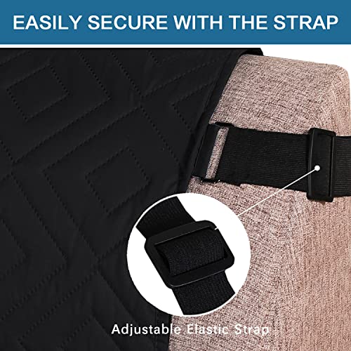 H.VERSAILTEX Futon Cover Reversible Sofa Slipcover Furniture Protector Water Resistant 2 Inch Wide Elastic Straps Sofa Bed Pets Kids Dog Cat Fit Sitting Width Up to 70"(Futon, Black/Grey) H.VERSAILTEX