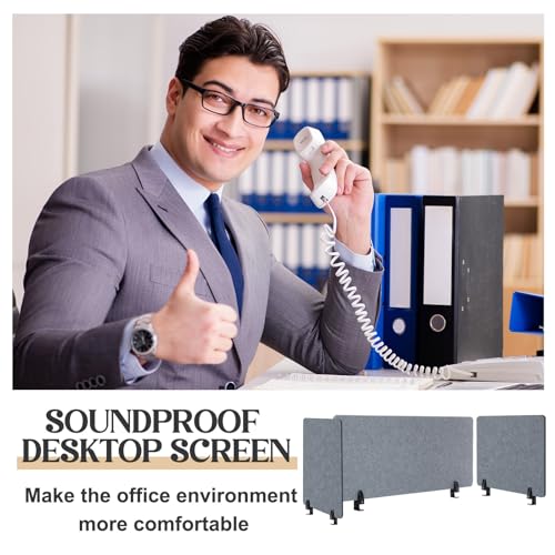 AceOrbit 3 Pcs Clamp-on Desk Divider, 1pcs-47''x 24'' and 2pcs-24''x 24'' Desk Privacy Panel Acoustic Office Partitions Cubicle Modesty Panel for Classroom Noise Reducing Visual Distractions AceOrbit