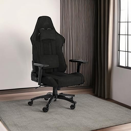 Corsair TC100 Relaxed Gaming Chair - Fabric - Racing-Inspired Design - Lumbar Pillow - Detachable Memory Foam Neck Pillow - Adjustable Seat Height - Adjustable Armrests - Black Corsair