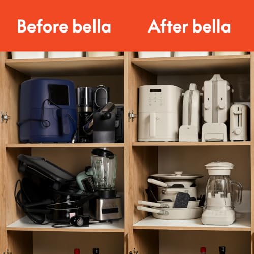 Bella 10"x 20" Ceramic Fold-n-Store Dual Temp Griddle, Fits-anywhere Kitchenware, EverGood Ceramic Nonstick Coating, 2 Temperature Zones up to 400°F, Dishwasher Safe Drip Tray, 1500 Watt, Oatmilk BELLA