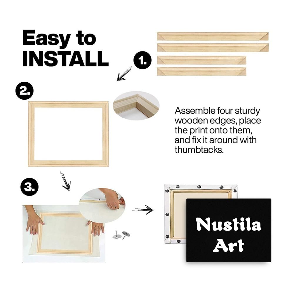 DIY Canvas Stretcher Bars Canvas Frame Sturdy Stretcher Frames Gallery Wrapped Canvas Wall Art Frame Kits Canvas Wood Stretcher Bars for Oil Paintings Prints Paint by Numbers Posters - 12x16 Inch Nustila