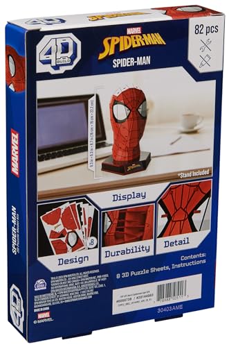 4D Build, Marvel Spider-Man 3D Puzzle Model Kit with Stand 82 Pcs | Spider-Man Desk Decor | Building Toys | 3D Puzzles for Adults & Teens 12+ 4D Build