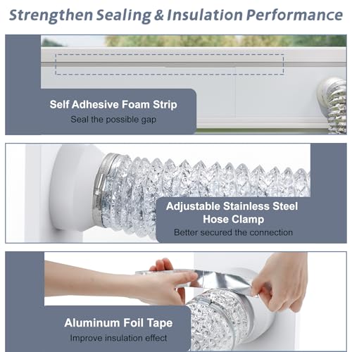 Flamorrow Window Vent Kit with Outdoor Vent Cover Fit for 3" and 4" Hose,Adjustable Window Vent Seal Panels for Exhaust Ventilation Duct of Laser Engraver/3D Printer Enclosure, Dryer, Grow Tent Flamorrow