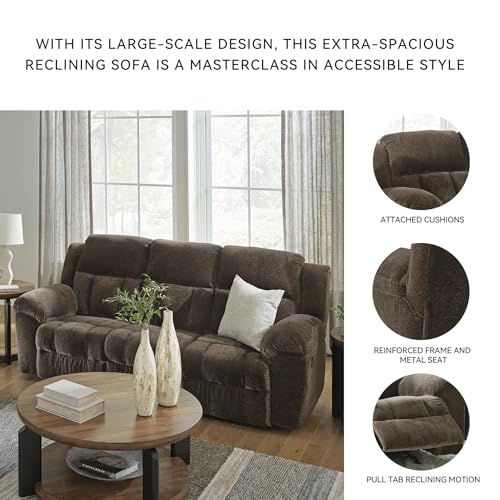 Signature Design by Ashley Frohn Modern Manual Reclining Sofa, Dark Brown Signature Design by Ashley