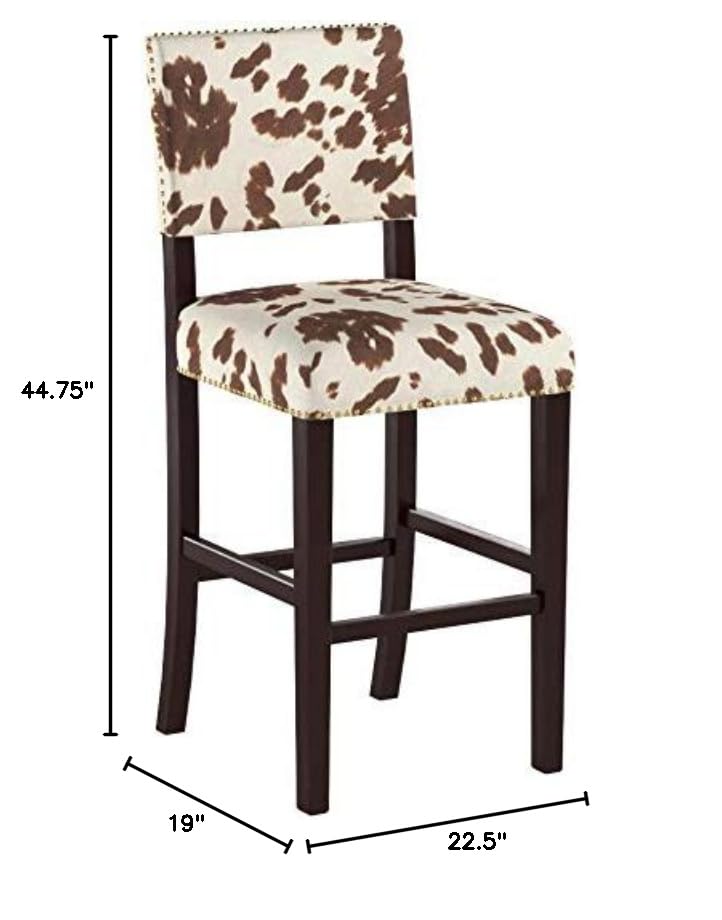 Linon Udder Madness Corey Bar Stool, 19"W x 22.5"D x 44.75"H, Brown Linon