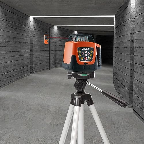 VEVOR Rotary Laser Level 1650ft,360 Degree Self Leveling Red Cross Line Laser,5 Rotation Speeds&4 Scanning Angles Adjustment,IP66 Waterproof Remote Control Manual Self-leveling Mode,Battery Included VEVOR