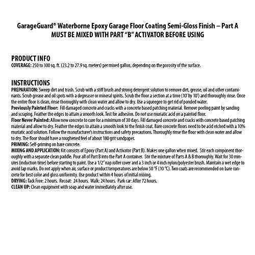 INSL-X EGG310S9A-1K Garage Guard Waterbased Epoxy Semi-Gloss Paint 1 Gallon Kit Showroom Gray INSL-X