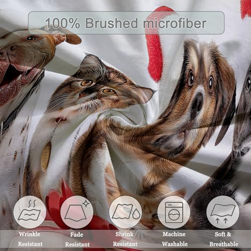 Double-Sided Printed Bedding with Minimalist Christmas Animals - Ultra-Soft Microfiber Duvet Cover Set Single Durable Zipper Closure, Comfortable Quilt Cover for Bedroom Décor White Generic