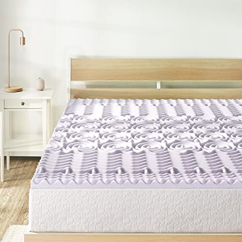 Mellow 1.5 Inch 5-Zone Memory Foam, Soothing Lavender Infusion, Full Mattress Topper Mellow