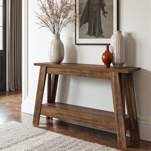 Tribesigns 41.3-Inch Farmhouse Entryway Table, 2-Tier Narrow Console Table Behind The Couch, Entryway Furniture with Storage for Small Spaces, Living Room, Hallway, Foyer, Rustic Brown Tribesigns